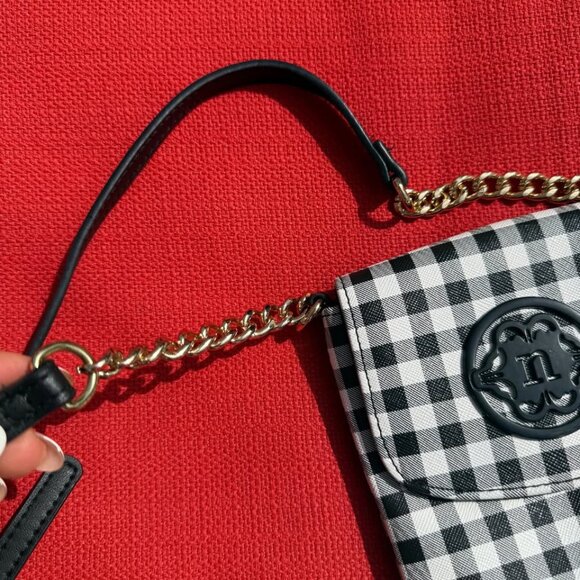 Nanette Lepore Black & White Gingham Faux Leather Phone Wallet Crossbody – New - Picture 9 of 12